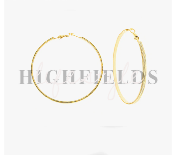 Open oorbellen met een werkje - Roestvast staal gold plated Diameter: 43mm(142)