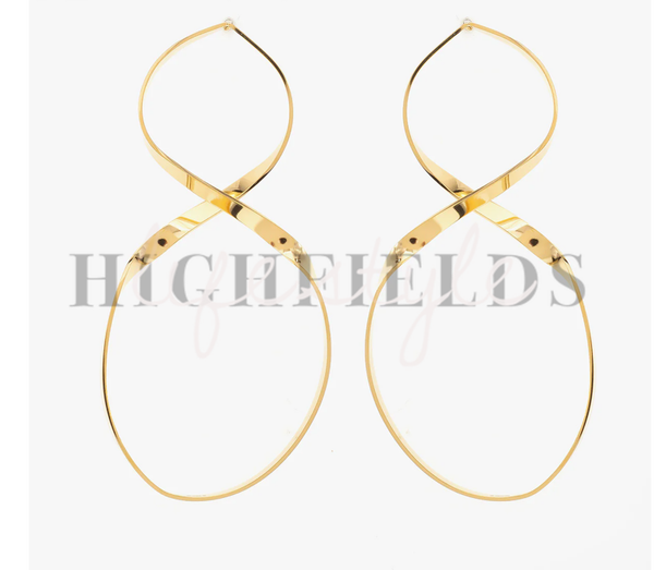 Oorbellen in cirkelvormige gevlochten vorm, Roestvast staal gold plated. (168)