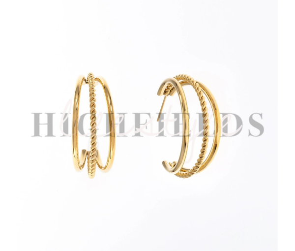 Creolen oorbellen - Roestvast staal gold plated. (169)