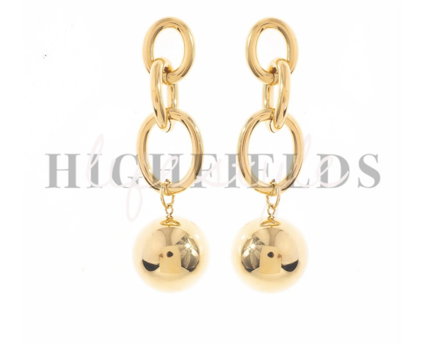 Oorbellen met hangertjes - Roestvast staal gold plated. (170)