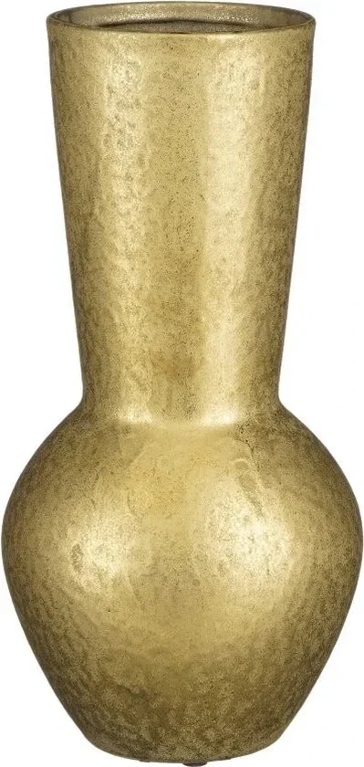 Goud kleurige vaas van keramiek hoogte; 30cm dikte; 16cm