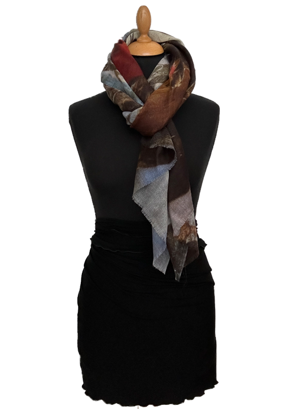 HIGHFIELD SHAWL DESSIN “BIRDS” MULTICOLOUR/JEANS PRINT