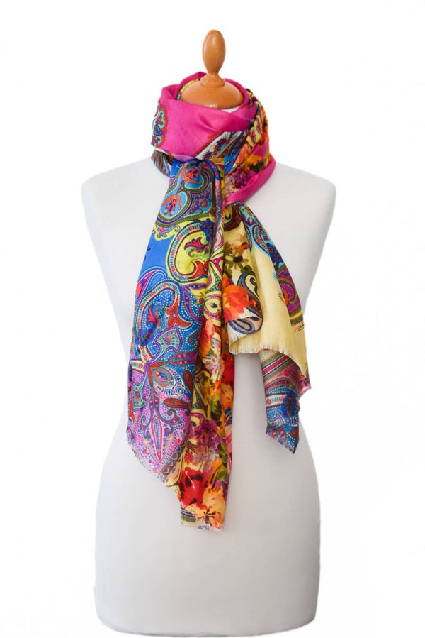 Zijden shawl  dessin Paisley-flowers