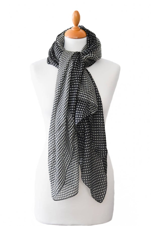 Zijden zomershawl pied de poule en dots