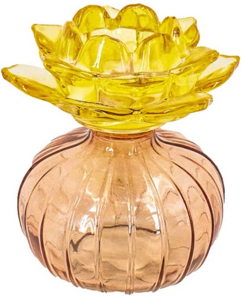 Waxinelichthouder  bloem Koper/Goud