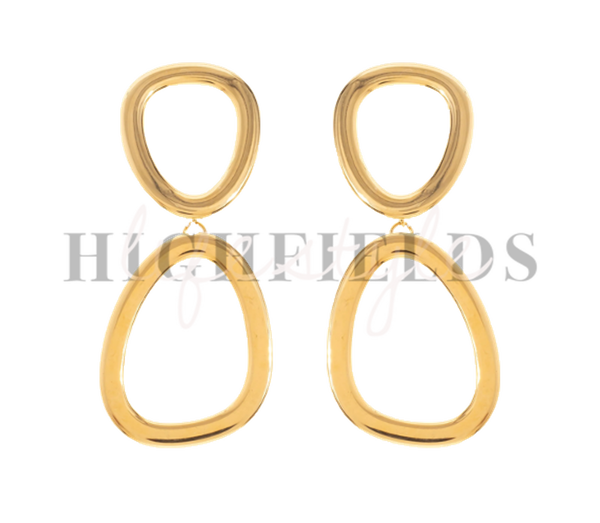 Oorbel met hanger - roestvast staal gold plated (97)
