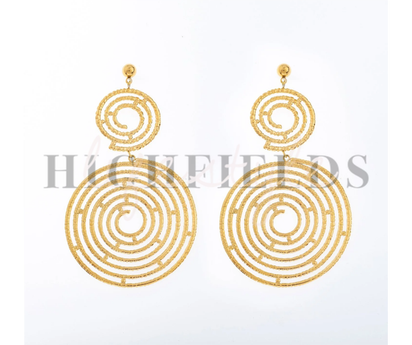 Spiraalvormige cirkelvormige oorbellen , roestvast staal gold plated  (159)