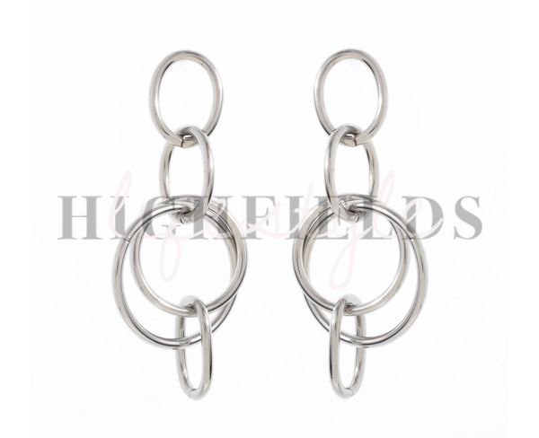 Cirkelvormige oorbellen - Roestvast staal zilver. (124)