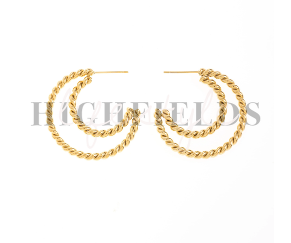 Open maan oorringen roestvast staal gold plated. (165)