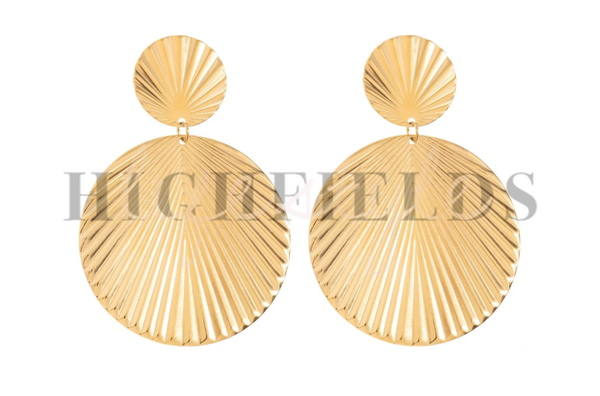 Oorbellen van roestvast staal gold plated. Diameter 40mm Goud (155)