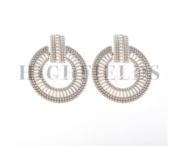 Vergulde oorbellen van roestvast staal. Diameter 40mm zilver (152)