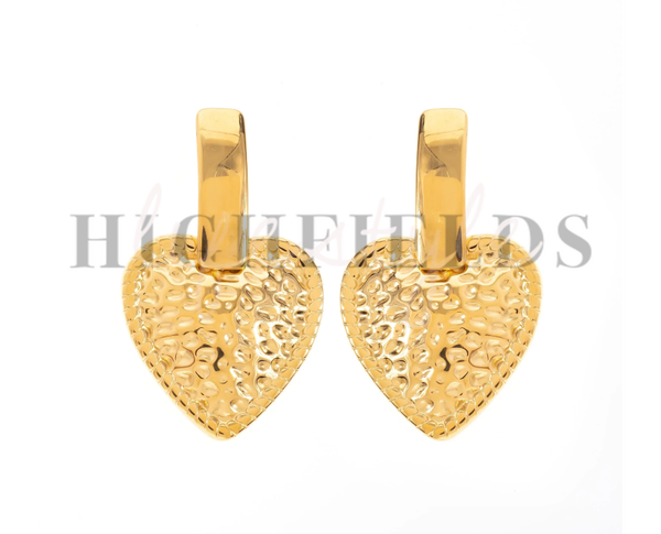 Hart oorbellen roestvast staal roestvast staal gold plated. (166)