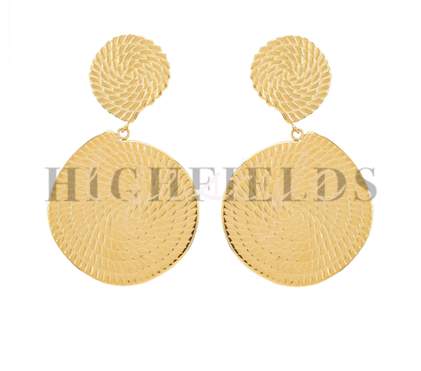 Ronde hangende oorbellen - Roestvast staal gold plated - (100)