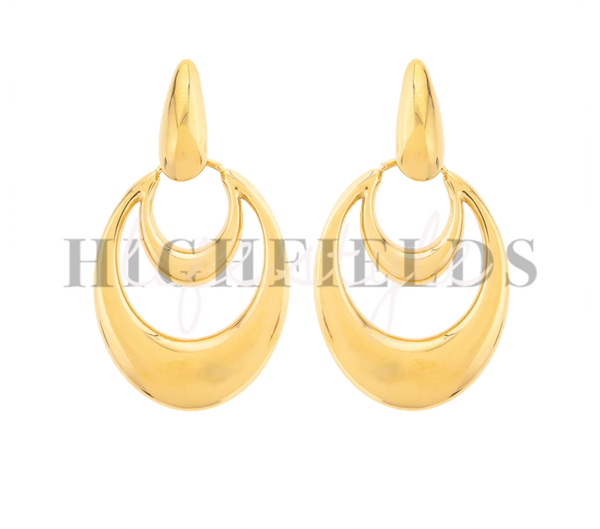 Oorbellen met bungelende hoepels - Roestvast staal gold plated (127)