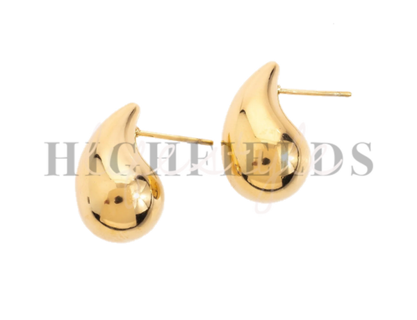 Druppelvormige oorbellen - Roestvast staal gold plated. (115)