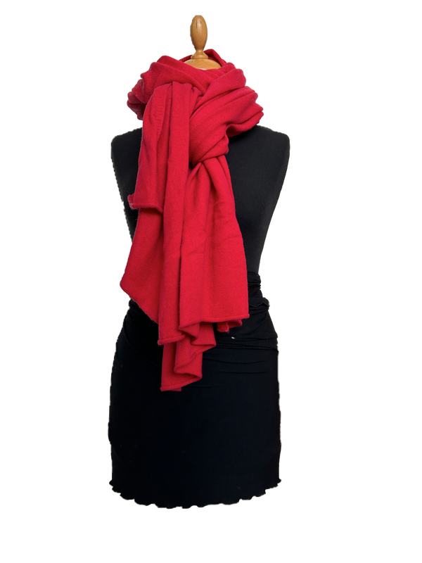 HIGHFIELD SHAWL GEBREID, GROTE LUXE OMSLAGDOEK ROOD, 90 X 210CM
