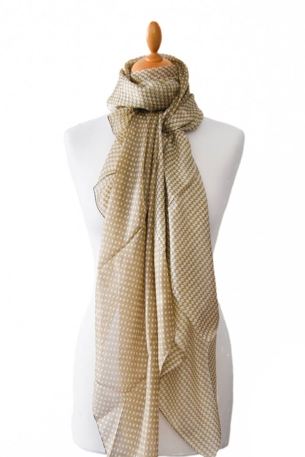 Zijden zomershawl dessin pied de poule en dots