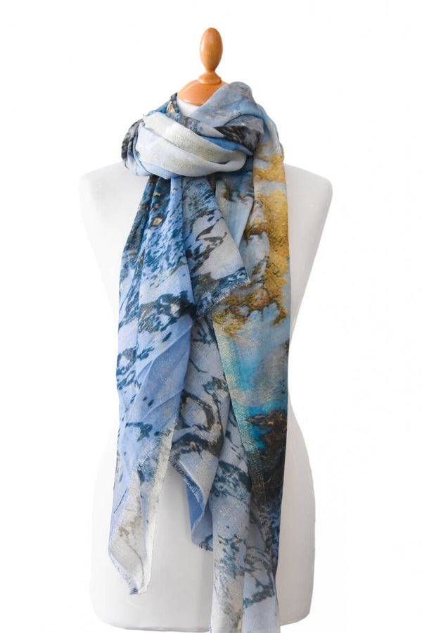 Katoenen shawl met lurex dessin Cloud