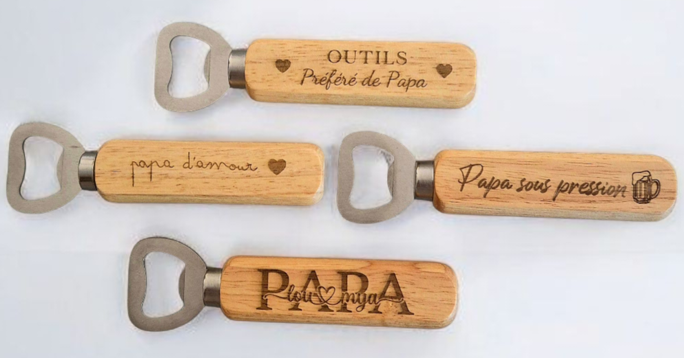 Décapsuleur en bois personnalisable – Cadeau gravé unique