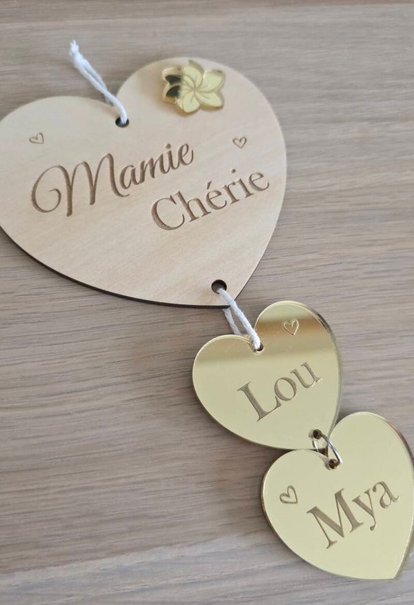 Cœurs décoratifs personnalisés Mamie chérie – Cadeau mamie
