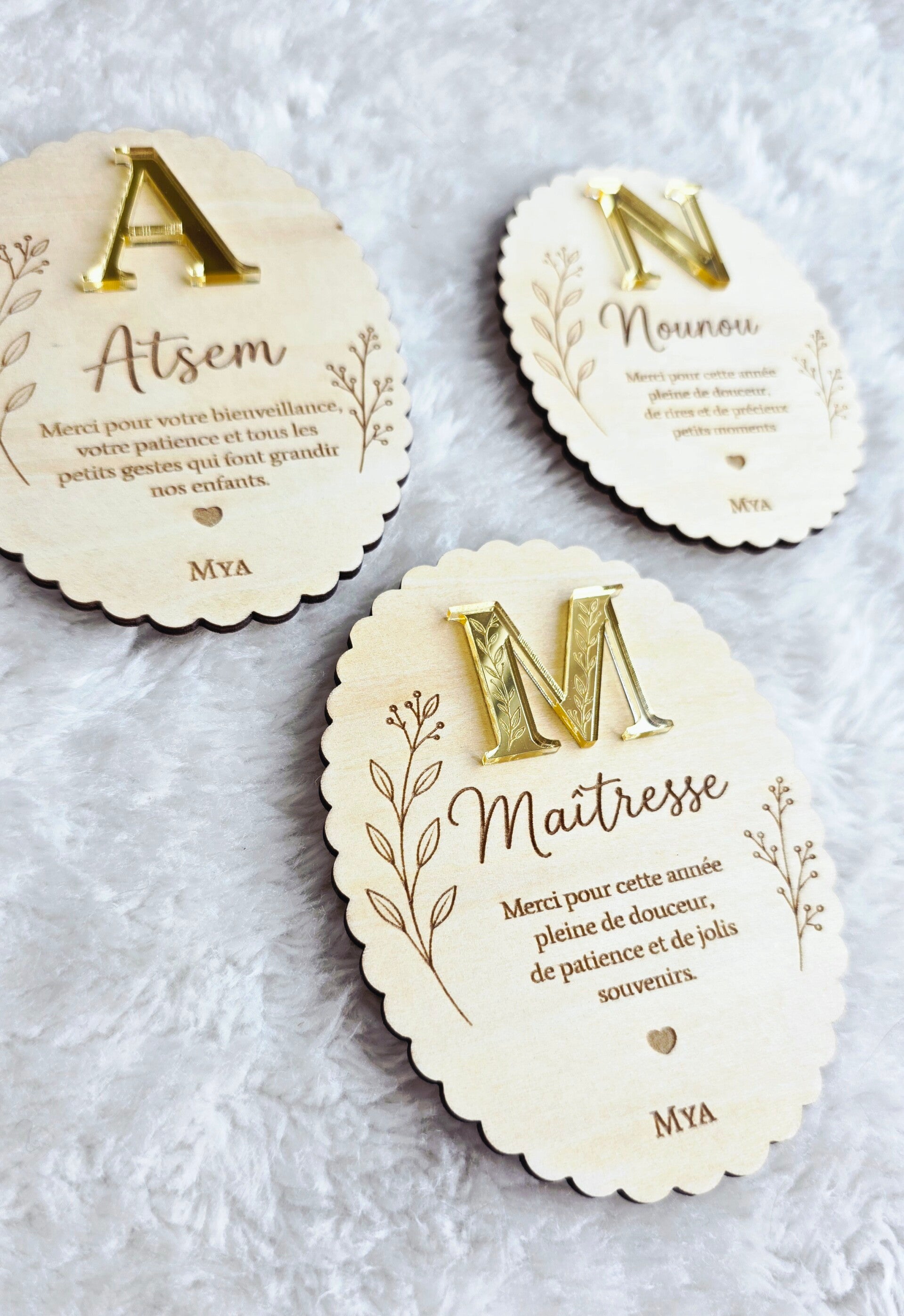 Cadeau Maîtresse Personnalisé | Magnet Bois Fin d’Année | Merci ATSEM Nounou AESH