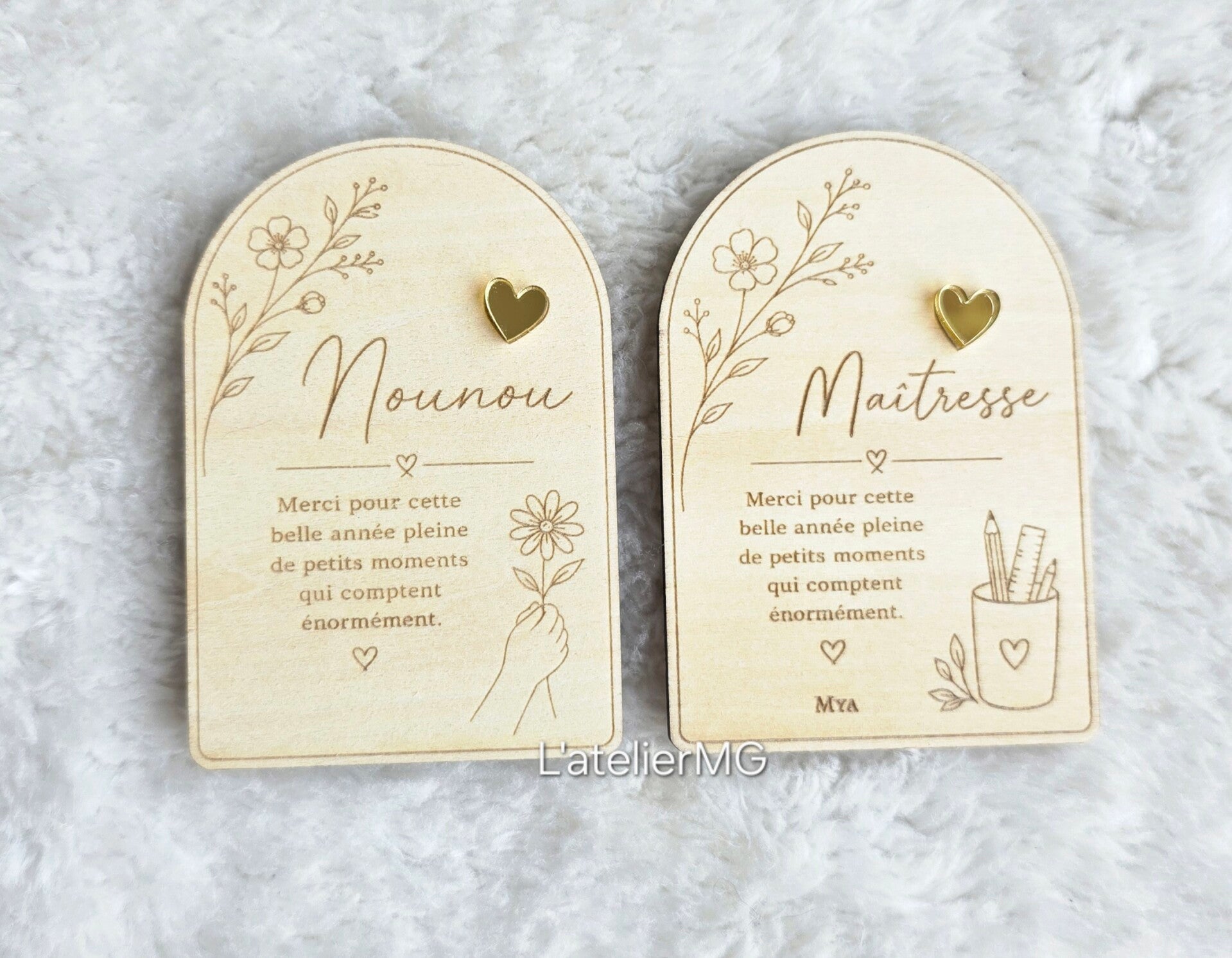 Cadeau Maîtresse Personnalisé | Magnet Bois Gravé Fin d’Année