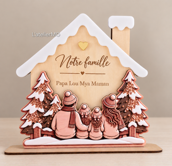 Décoration de Noël personnalisée – Maison familiale en bois
