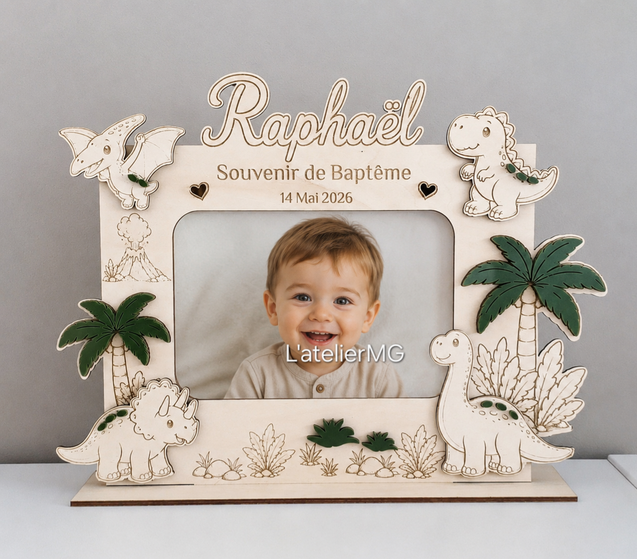 Cadre photo personnalisé à thème – Cadeau unique pour baptême, naissance, anniversaire ou tout événement