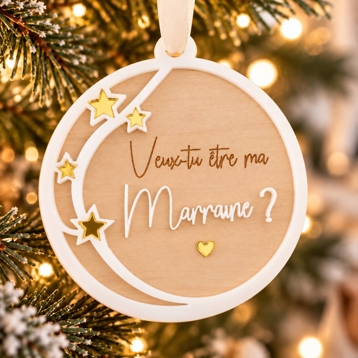Boule de Noël annonce marraine - Parrain - Papy - Mamie
