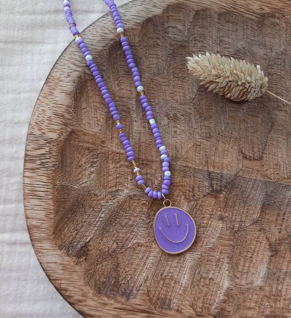 Smiley ketting paars