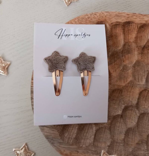 Set - fluffy stars dark brown