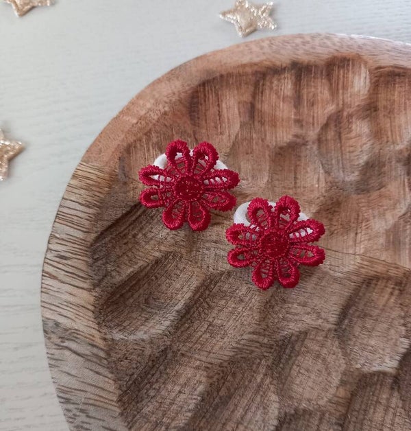 Mini elastiekjes burgundy flower