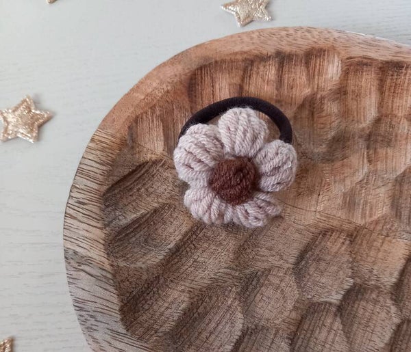 Elastiek - wool flower brown