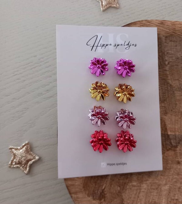Mini bloemen klemmetjes sparkle gold