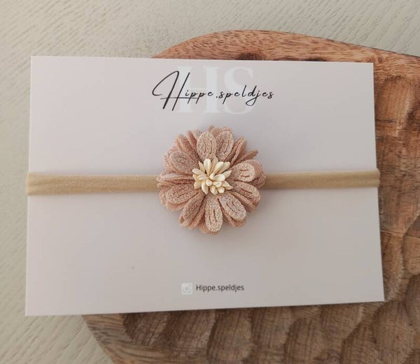 Haarbandje - Beige bloem