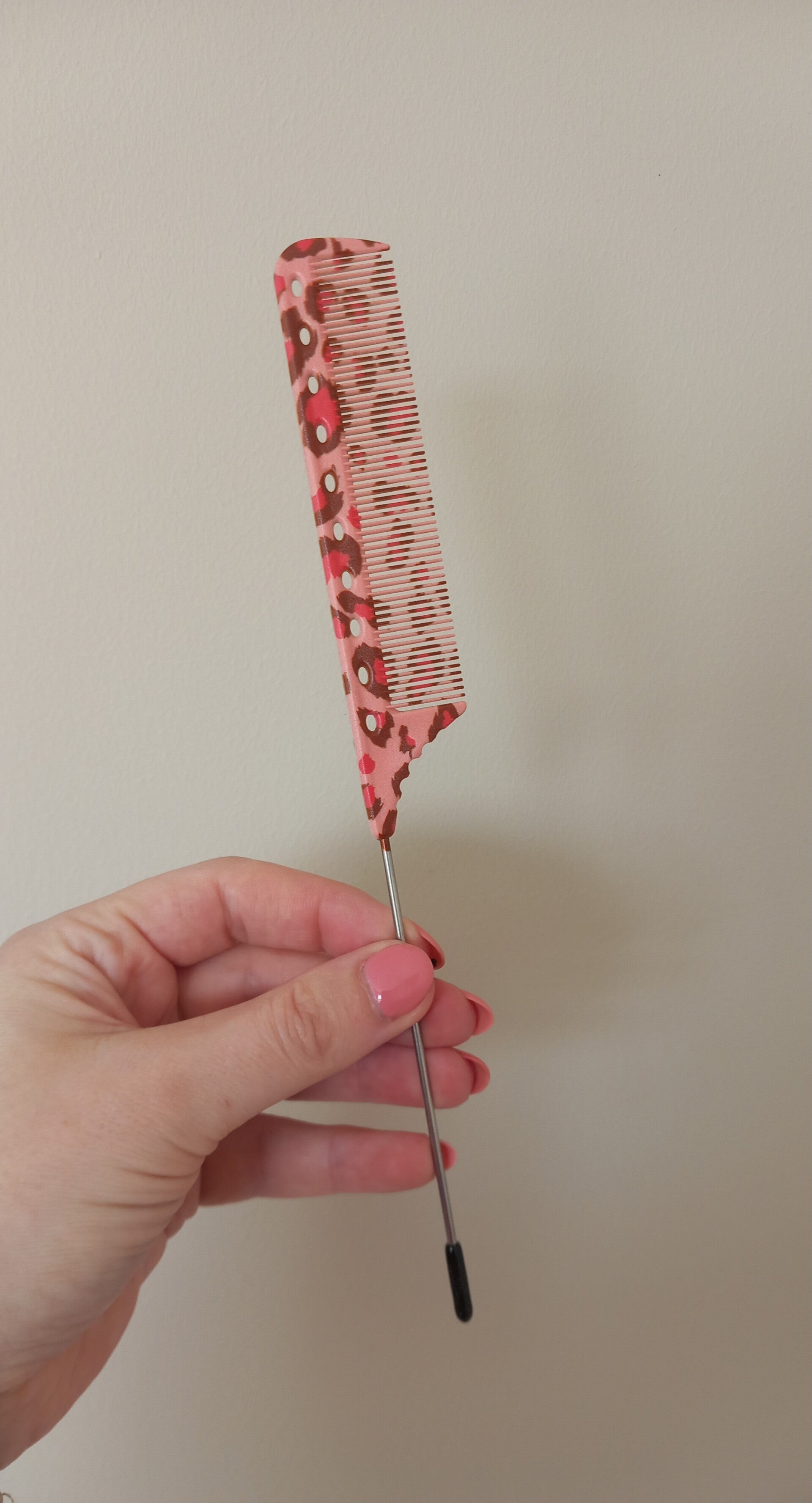 Haartools - Puntkam panterprint roze