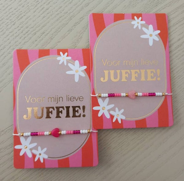 Kaart met armbandje - Voor mijn lieve juffie!