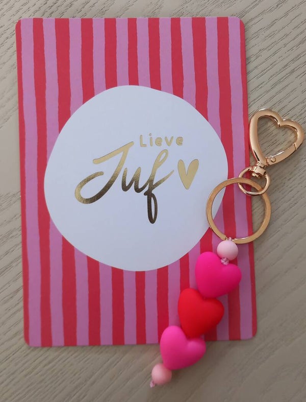 Lieve juf - Sleutelhanger hart