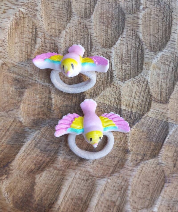 Mini elastiekjes - Soft birds pink