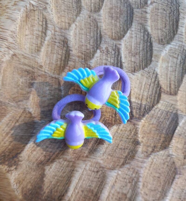Mini elastiekjes - Soft birds purple