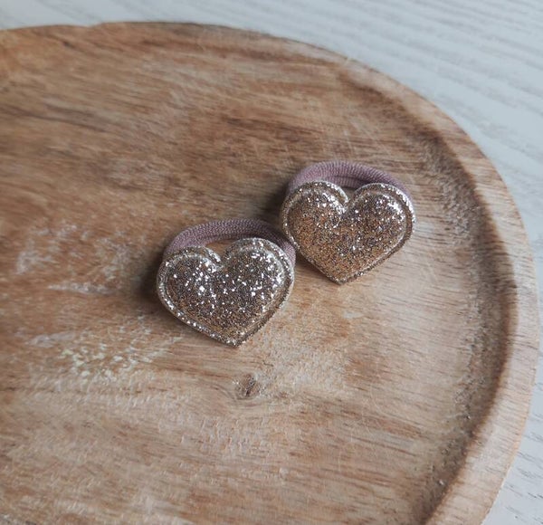 Mini elastiekjes - Glitter hearts