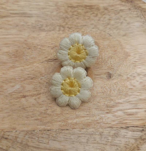 Mini elastiekjes - creme flower