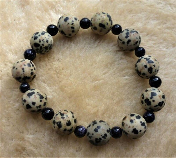 Dalmatierjaspis met Goldfluss Paars  12 en 6 mm