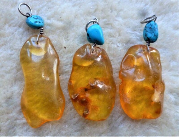 Barnsteen met Turkoois  34 mm