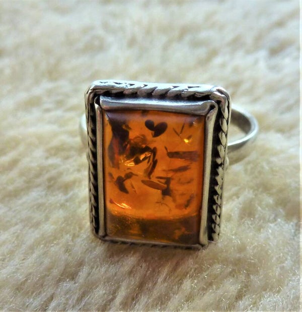 Ring met Barnsteen 925 zilver