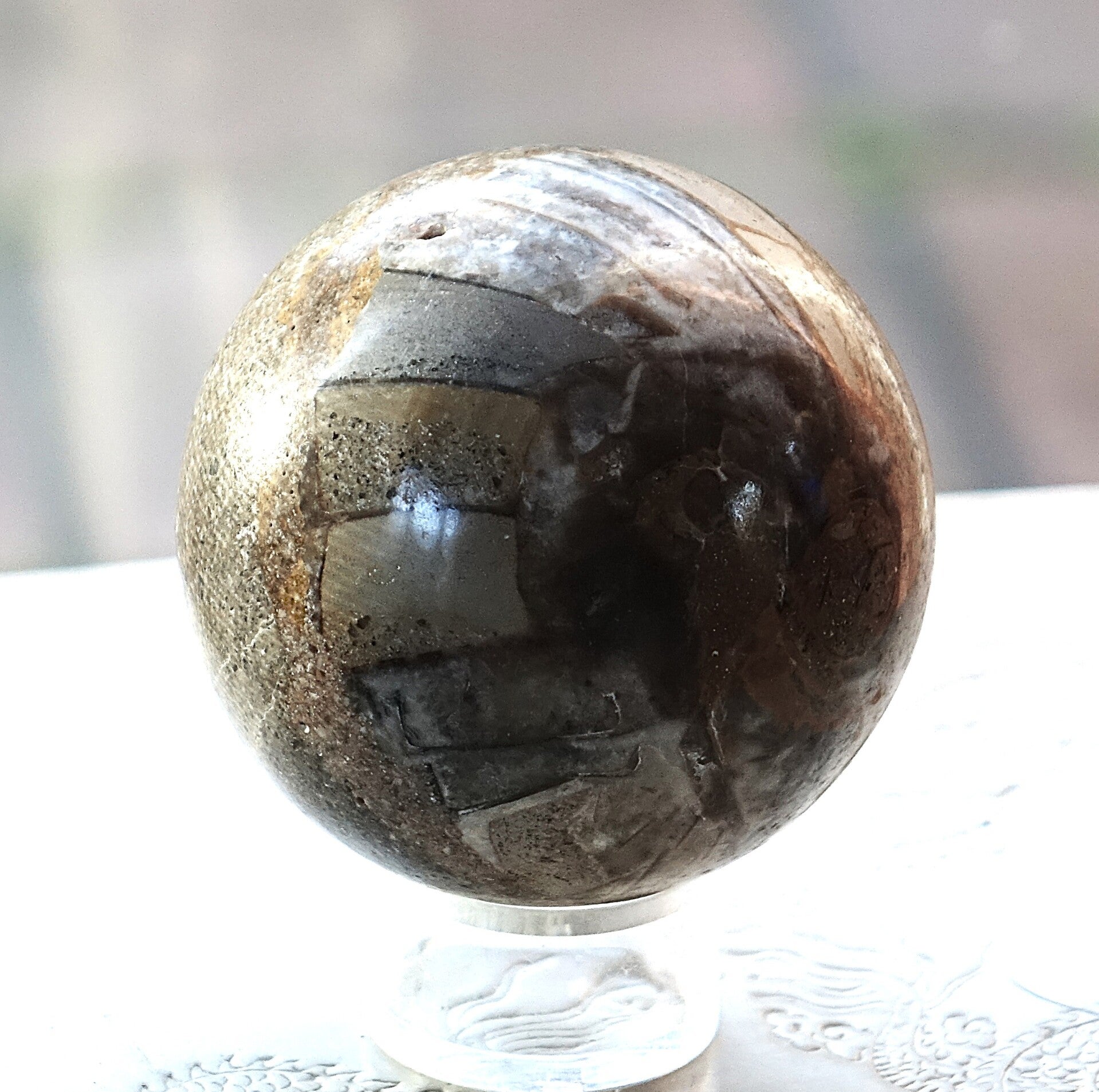 Mooi Fossiele bol met een Nautilus 8.5 cm