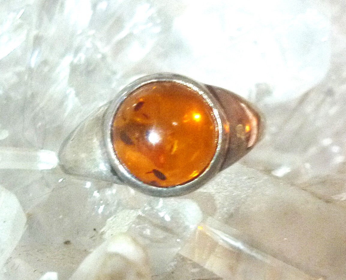 Mooie kinder ring met barnsteen en 925 zilver