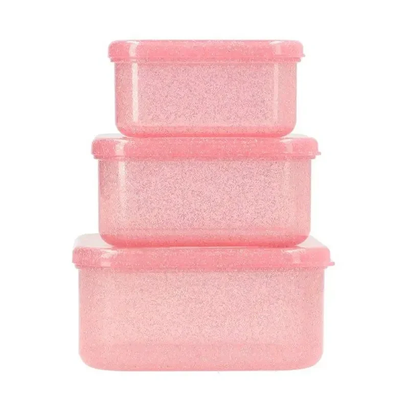 Lunchboxen 3 roze glitter
