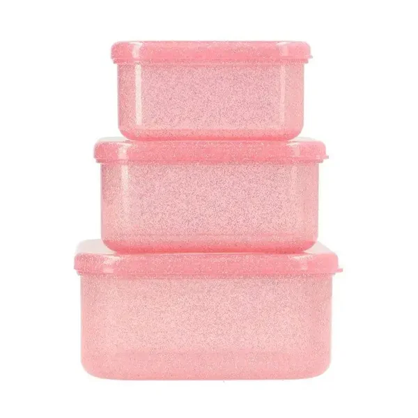 Lunchboxen 3 roze glitter