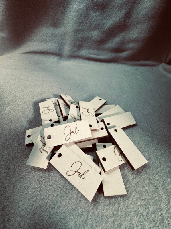 Houten labels met naam